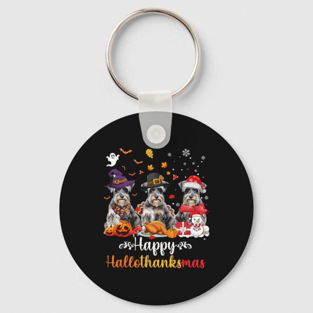 Chaveiro Happy Hallothanksmas Schnauzer Dog Halloween Chris (Frente)
