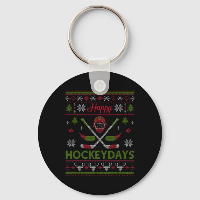 Chaveiro Happy Hockeydays Cool Hockey Christmas Wearing Out (Frente)