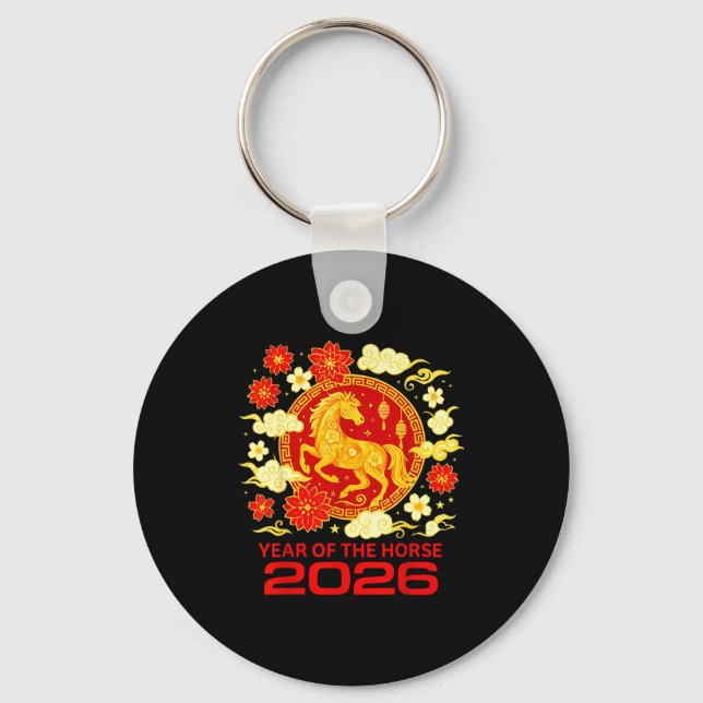 Chaveiro Happy New Year 2026 Chinese New Year Horse Zodiac  (Frente)