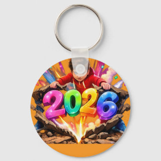Chaveiro Happy New Year 2026 Colorful 3D Keychain