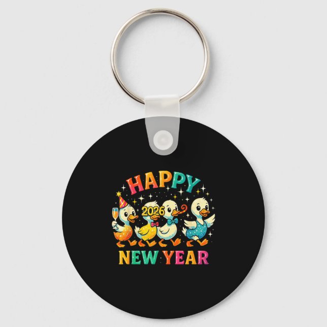Chaveiro Happy New Year 2026 Cute Duck Party Gift  (Frente)