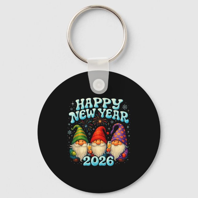 Chaveiro Happy New Year 2026 Cute Gnome Party Gift  (Frente)