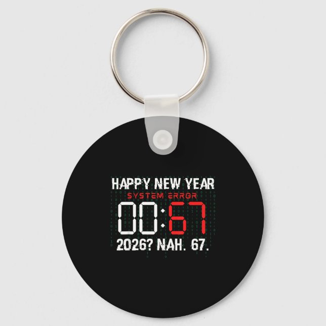 Chaveiro Happy New Year 2026 Humor Clock 6 7 Meme System Er (Frente)