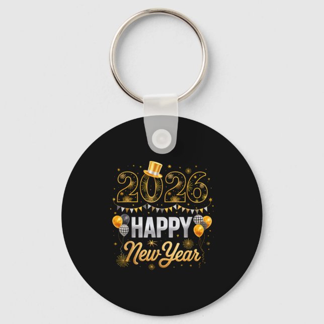 Chaveiro Happy New Year Party 2026 Ballon Family Matching M (Frente)
