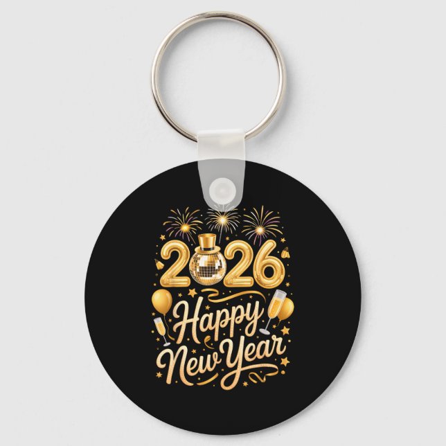 Chaveiro Happy New Year Party 2026 Funny Balloon Family Mat (Frente)