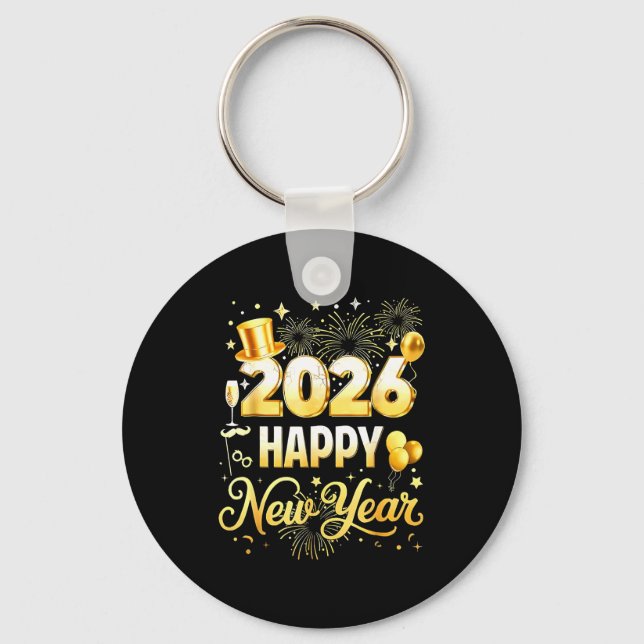 Chaveiro Happy New Year Party 2026 Funny Balloon Family Mat (Frente)
