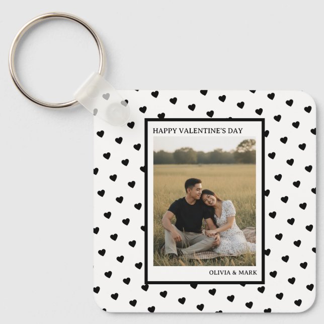 Chaveiro Happy Valentine’s Day Black Heart Design love (Frente)