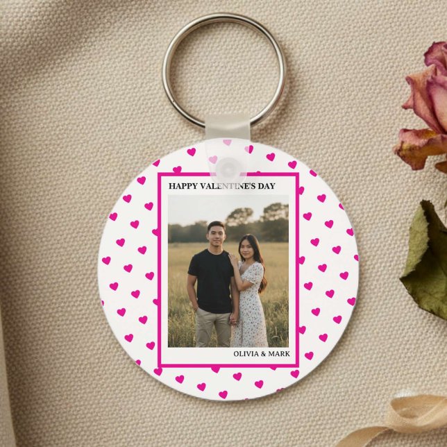 Chaveiro Happy Valentine’s Day Pink Heart Custom love (Criador carregado)
