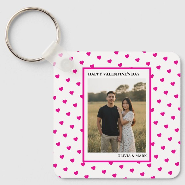 Chaveiro Happy Valentine’s Day Pink Heart Custom love (Frente)