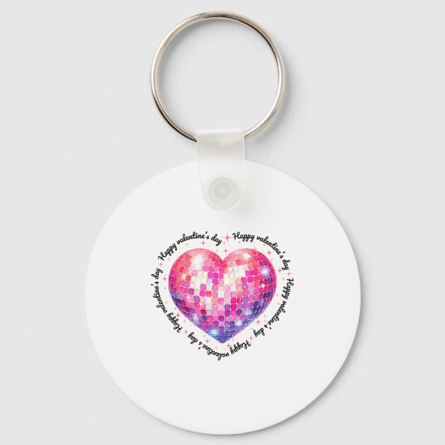 Chaveiro Happy Valentine's Day Coquette Nk Disco Ball Heart (Frente)