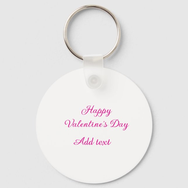 Chaveiro Happy Valentine's day pink text name message (Frente)