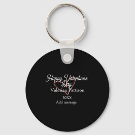 Chaveiro Happy Valentine's day red glitter heart black name