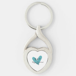 Chaveiro Happy Valentine's day turquoise heart name letter 