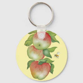 Chaveiro Harmonia Doce: Maçãs de Aquarela e uma Abelha