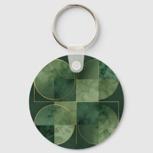 Chaveiro Harmonia Geométrica Esmeralda Dourada