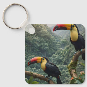 Chaveiro Harmonia tropical: Dois tucanos na cobertura