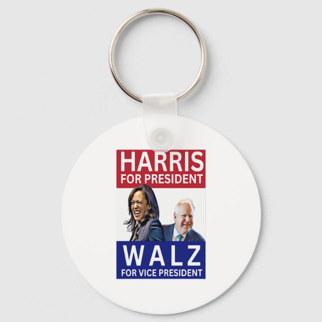 Chaveiro Harris Para Presidente Walz Para O Vice-Presidente (Frente)