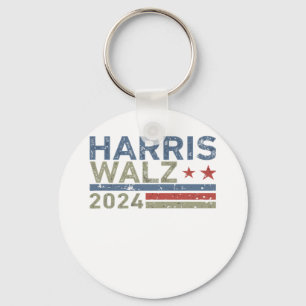 Chaveiro Harris Walz 2024 Texto Retroativo Vintage Des em D