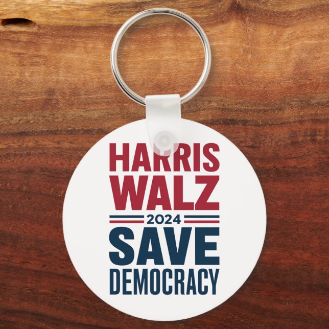 Chaveiro Harris Walz Salva a Democracia (Frente)