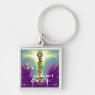 CHAVEIRO HASTE DE ASCLEPIUS 7 CHAKRAS, IOGA, ENERGIA