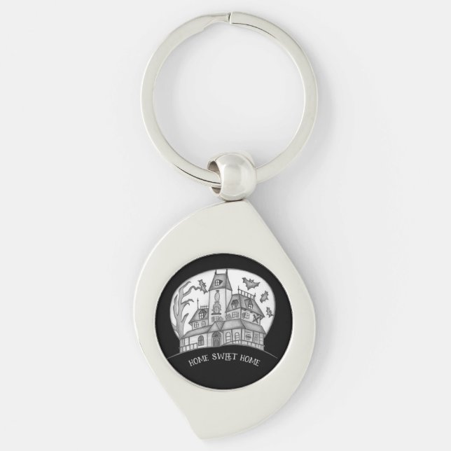 Chaveiro Haunted House and Bats Halloween  (Frente)