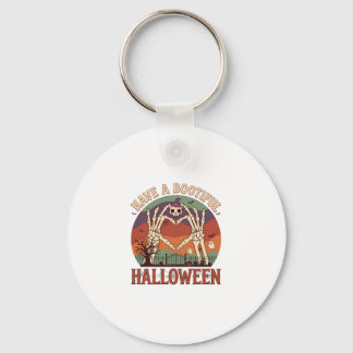 Chaveiro Have Bootiful Halloween Skeleton Hands Cat Skull W