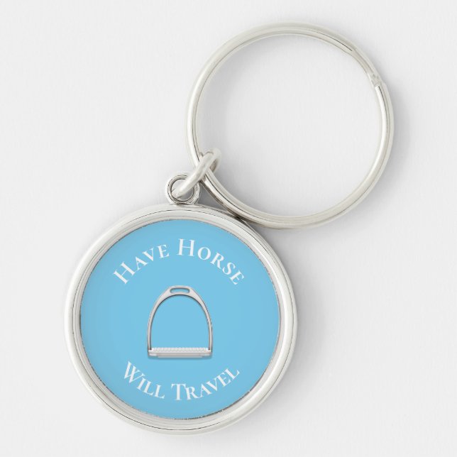Chaveiro "Have Horse Will Viagem" Inglês Stirrup Blue (Frente)