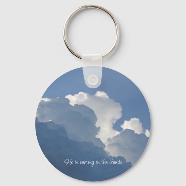 Chaveiro He is Coming in the Clouds Christian Quote (Frente)