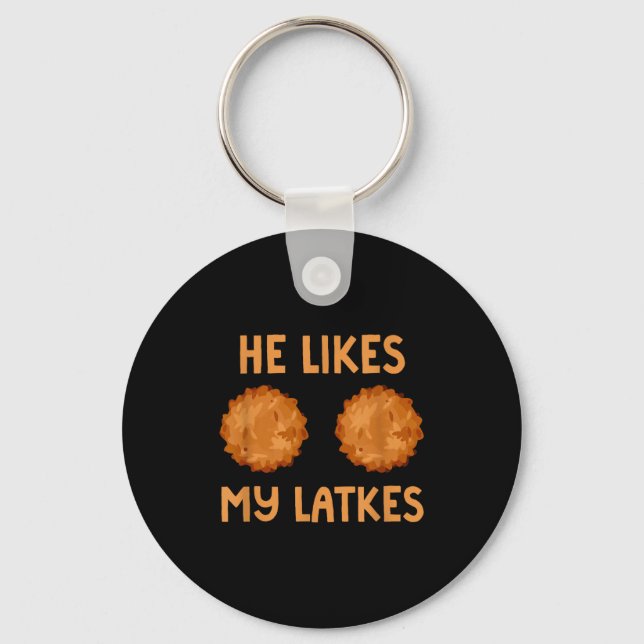 Chaveiro He Likes My Latkes Hanukkah Couple Matching Jewish (Frente)
