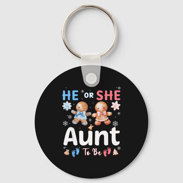 Chaveiro He Or She Aunt To Be Christmas Gingerbread Gender  (Frente)