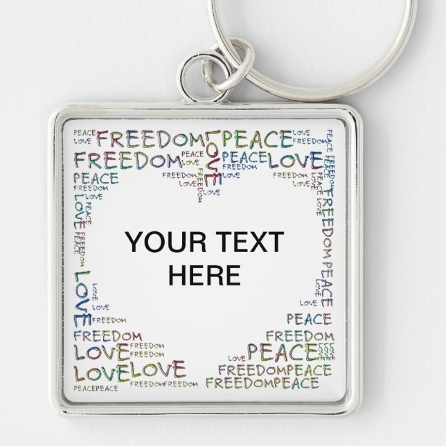 Chaveiro HEART - Amor Liberdade de Paz + seu texto (Frente)