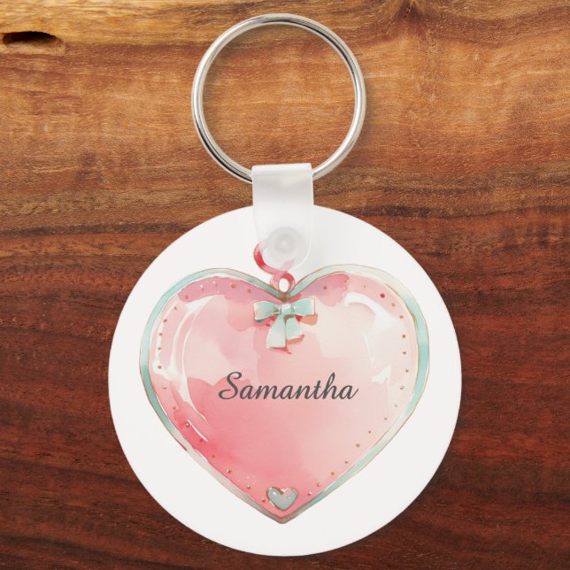 Chaveiro Heart key Chain, Any Name, Girl, Boy Kid (Frente)