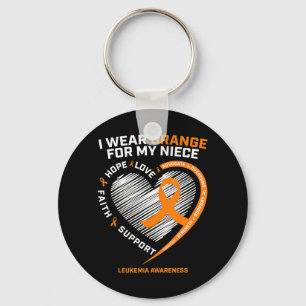 Chaveiro "Heart Orange Ribbon" Para Minha sobrinha Leucemia