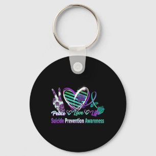 Chaveiro Heart Ribbon Rosa Peace Love Mental Health Suicídi