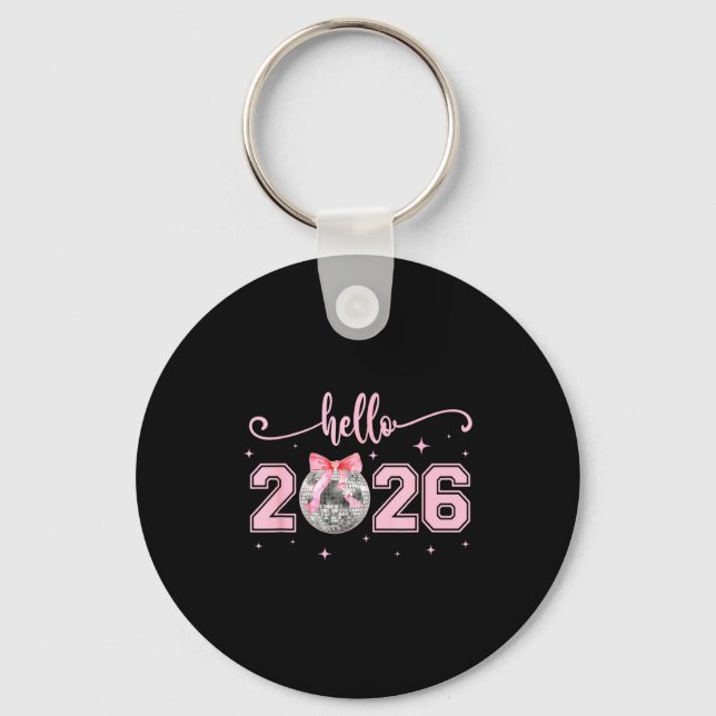 Chaveiro Hello 2026 Cute Nk Bow 2026 New Year's Eve Party  (Frente)