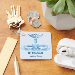 Chaveiro Hermes Rod Caduceus Blue Water Ripes Medical