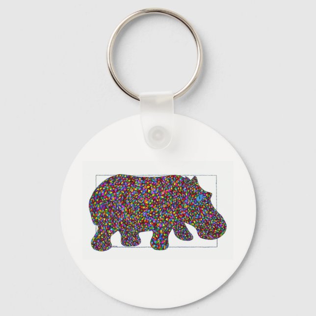 Chaveiro Hernando StainGlass Hippo Key Chain (Frente)