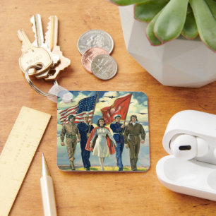 Chaveiro Heróis Patrióticos Vintage, Pessoal Militar Orgulh