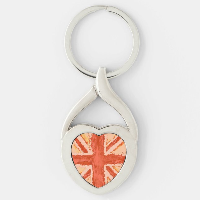 Chaveiro Heva Weva Union Jack Flag Pinted Art Tangerine (Frente)