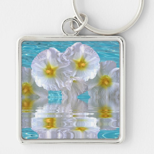 Chaveiro Hibisco Branco (Frente)