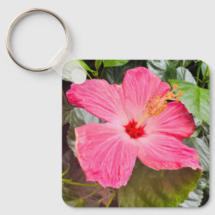 Chaveiro Hibisco Rosa Bonito