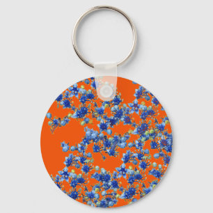 Chaveiro hidrangea laranja e azul