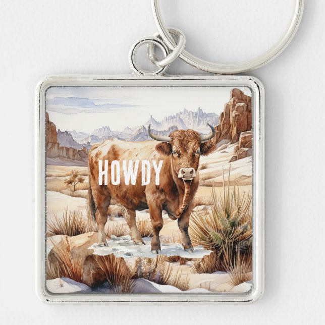 Chaveiro Highland Cow Howdy (Frente)