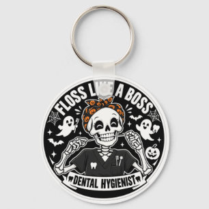 Chaveiro Higienista Dental Esqueleto de Halloween