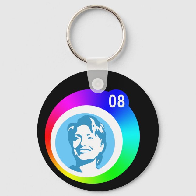 Chaveiro hillary clinton. bolhas arco-íris. (Frente)