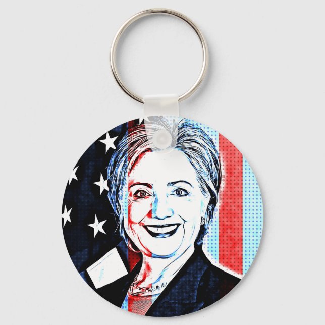 Chaveiro Hillary Clinton Digital Pop Art Key Chain (Frente)