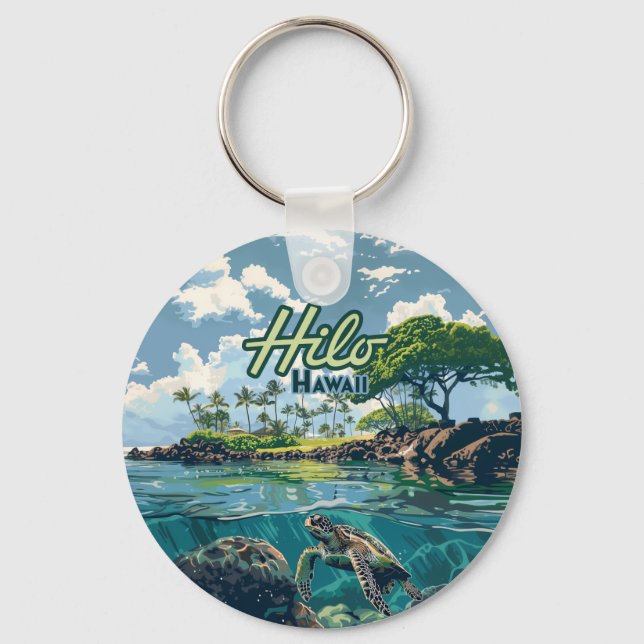 Chaveiro Hilo Hawaii Big Island Turtle Beach Vintage (Frente)