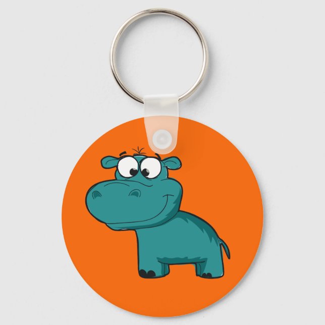 Chaveiro Hipopótamo feliz azul (Frente)