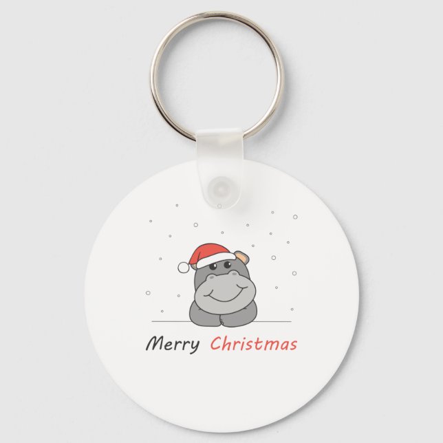 Chaveiro Hippo Christmas Snow Winter Animais Hippos (Frente)