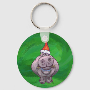 Chaveiro Hippo Festivo Sobre Verde